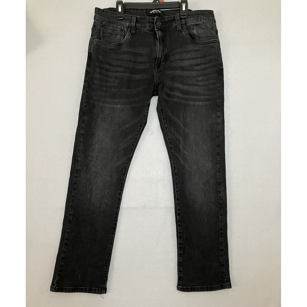 Kenneth Cole Men's Black Faded Style Straight Slim Fit Denim Jeans Size 32x30